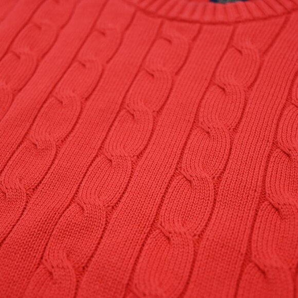 GORGEOUS Brooks Brothers Orange-Red Pima Cotton Cable Crew Neck Sweater M - Picture 4 of 4